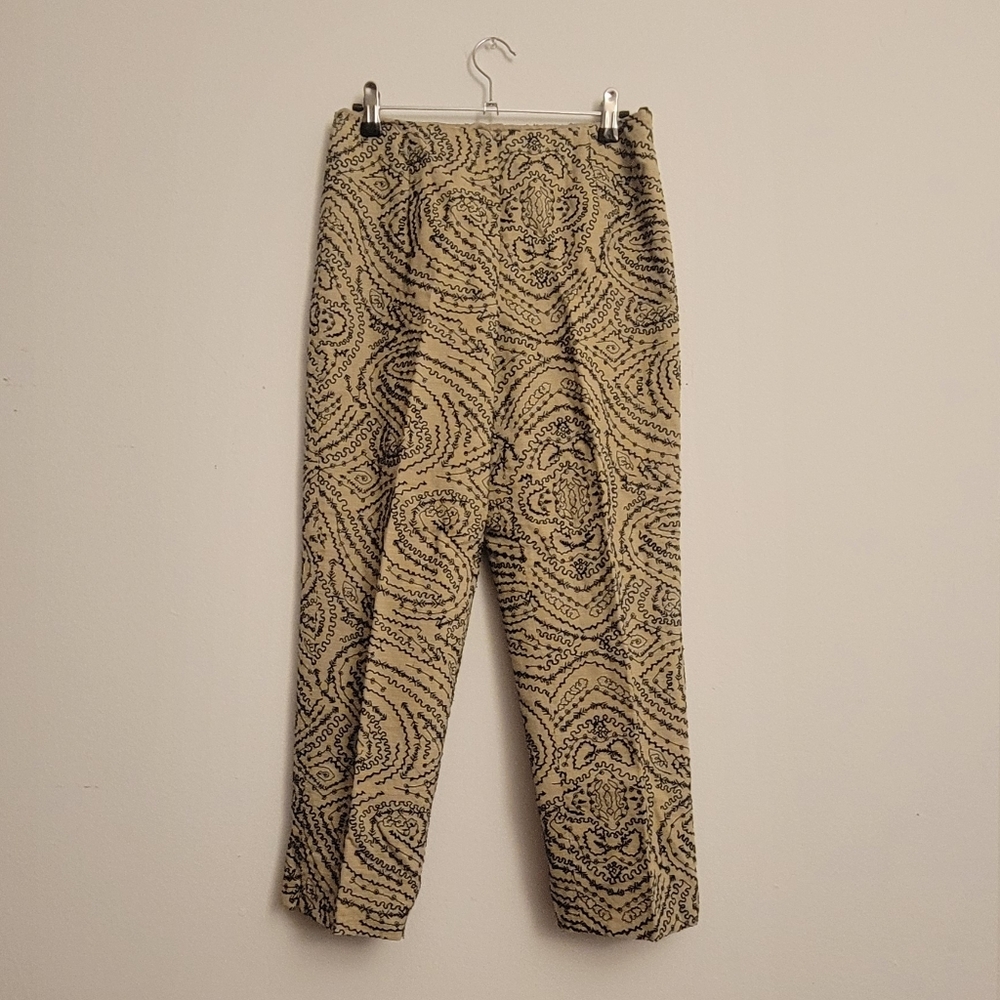 beige Talbots pants with blue embroidery size 2 petite
